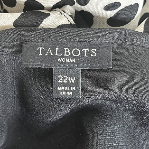 Talbots Woman Midi Dress 22 Shift Chiffon Leopard Print VNeck Slip Lining Brown - Picture 7 of 8